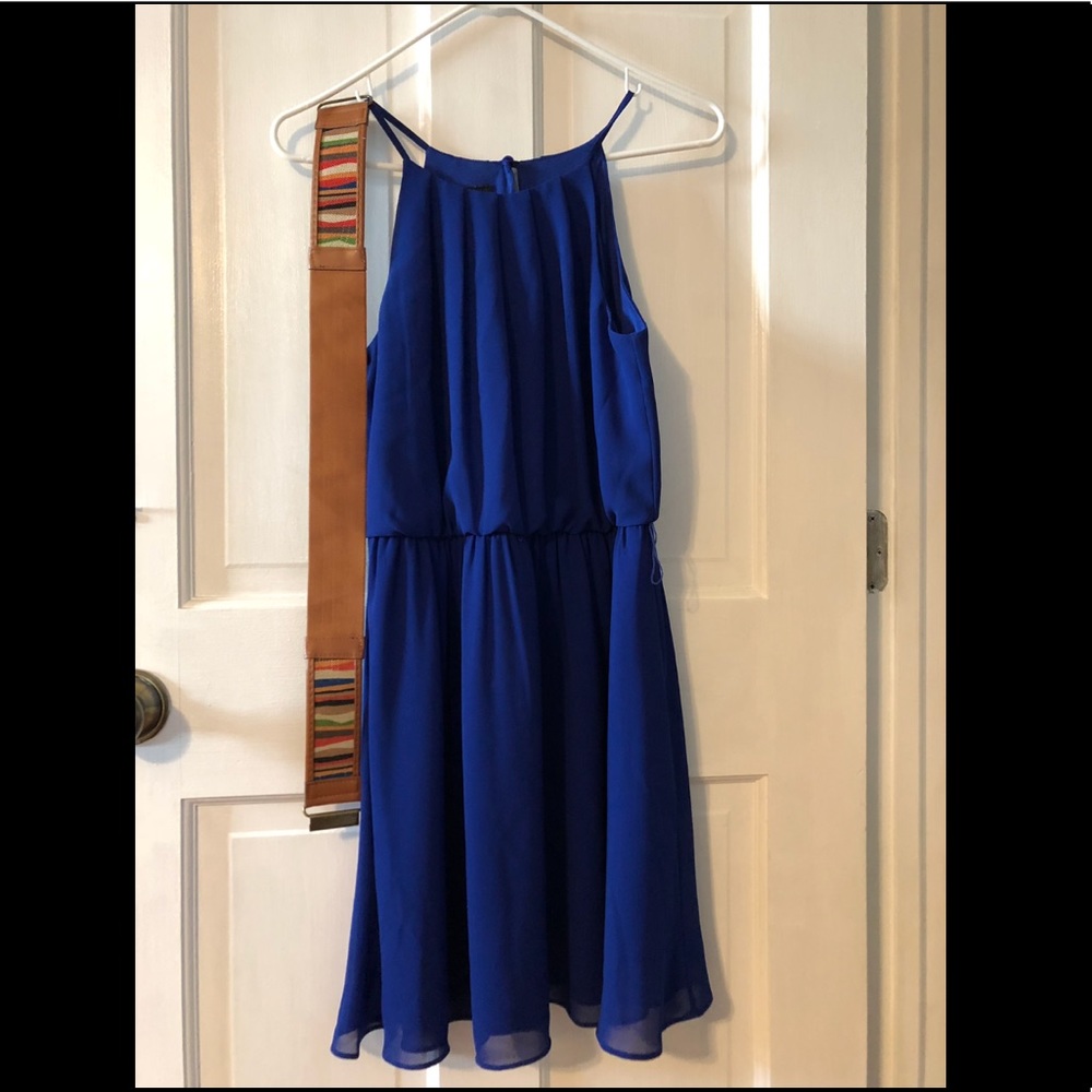 Girls blue summer halter dress and belt💙